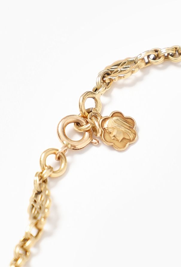 Vintage Fine Jewelry Antique 18k Yellow Gold & Glass Pendant Necklace - 6