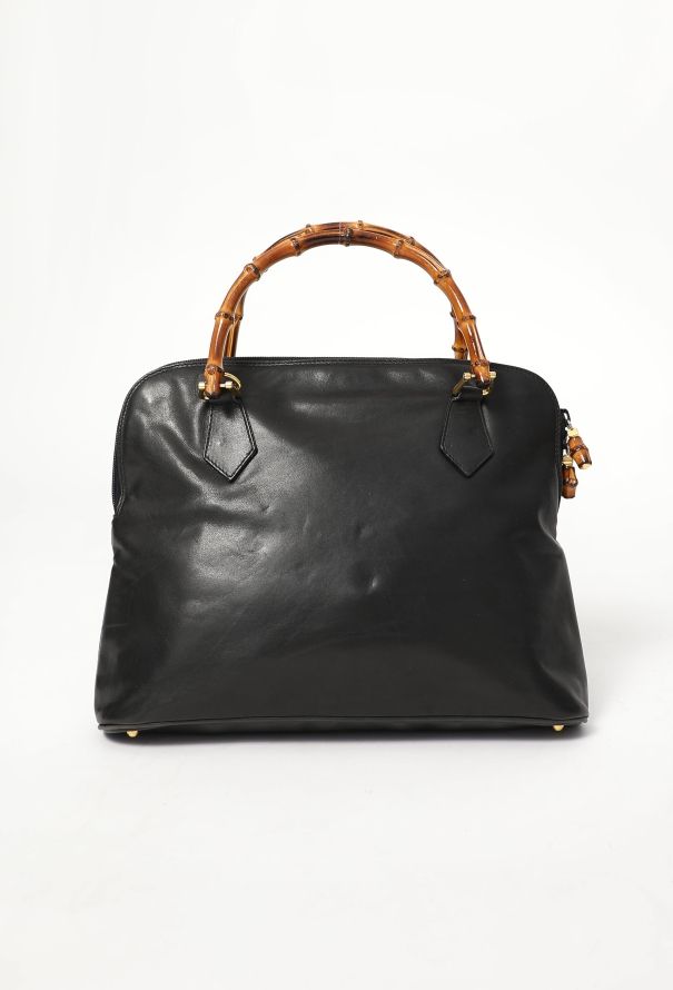 Gucci Vintage Black Bamboo Bag - 4