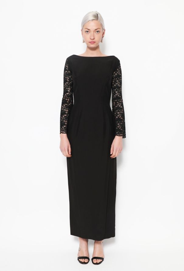 Dolce & Gabbana 90s Lace Sleeve Crêpe Dress - 1