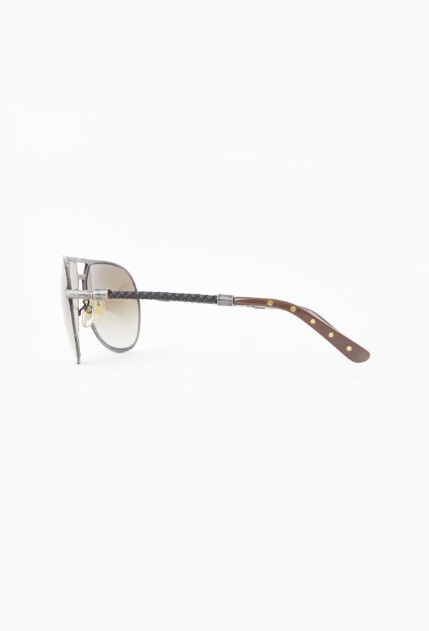 Bottega Veneta Intrecciato Aviator Sunglasses - 3