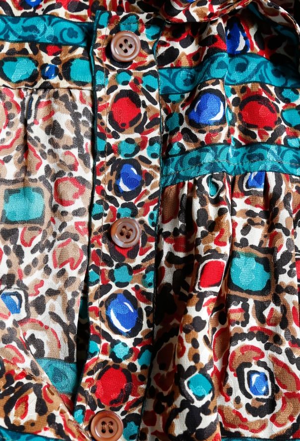 Saint Laurent F/W 1984 Printed Silk Lavallière Dress - 9