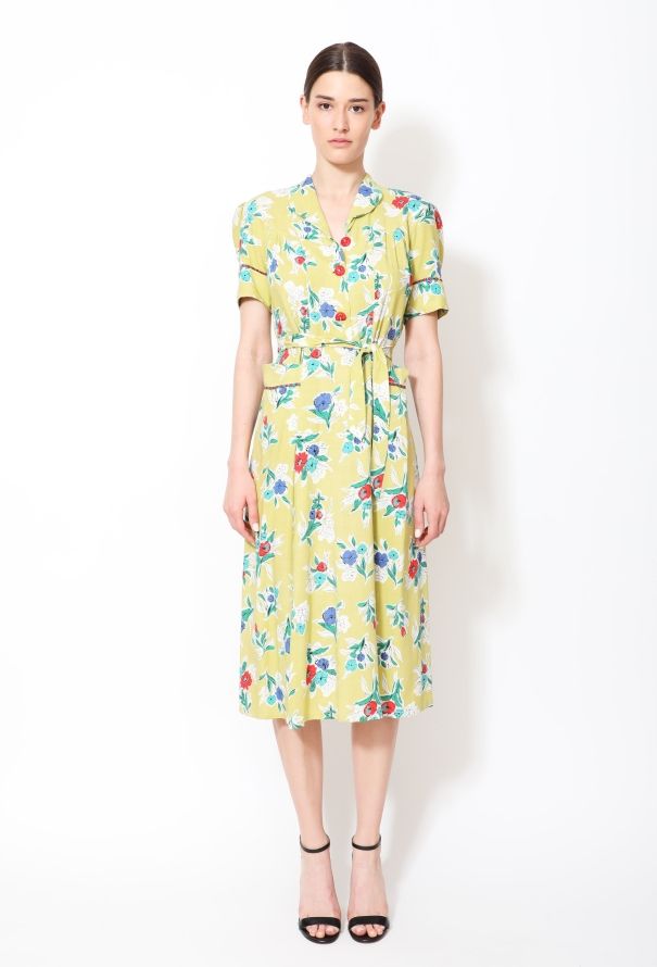 1940's Floral Belted Dress - 1