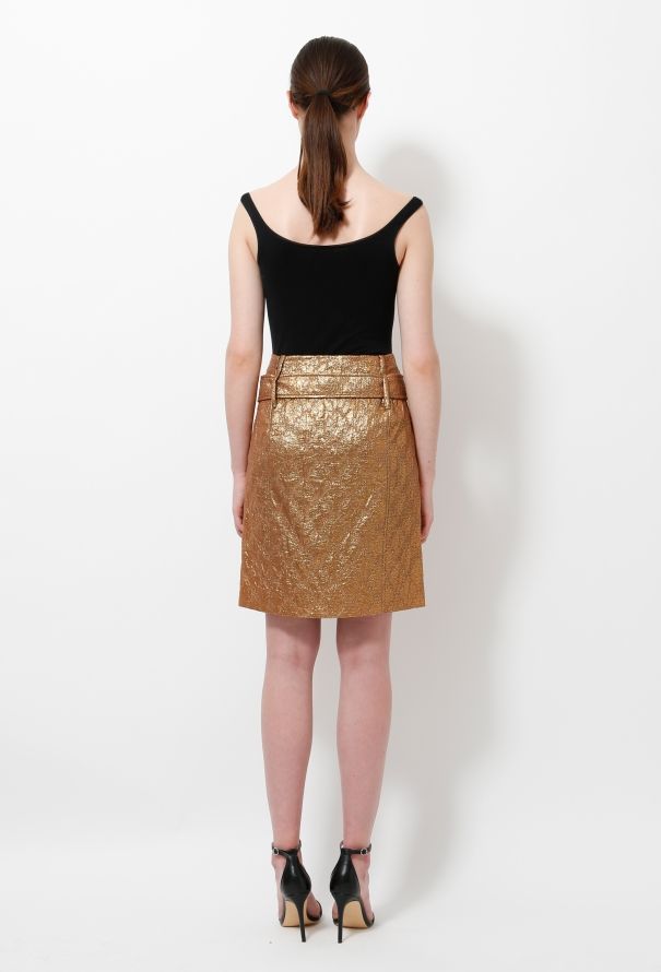 Prada S/S 2002 Gold Brocade Skirt - 7