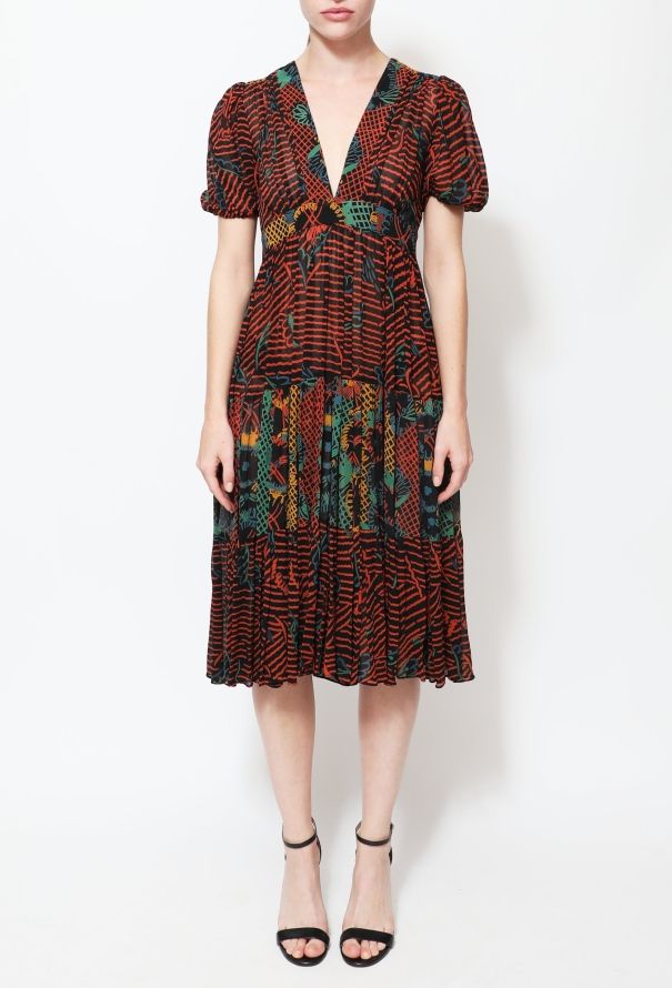Ossie Clark RARE 1973 Abstract Crêpe Dress - 2