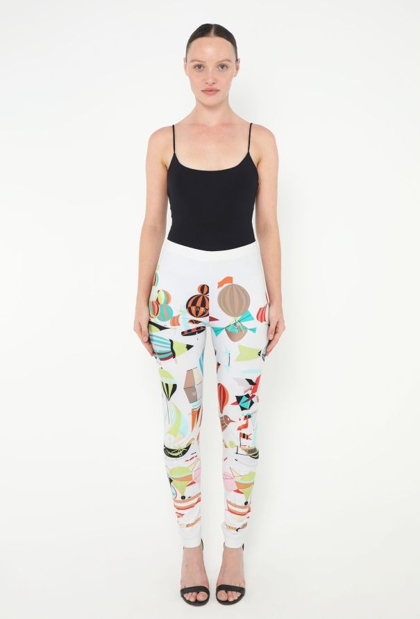 Hermès Vintage 'Les Folies du Ciel' Printed Leggings - 1