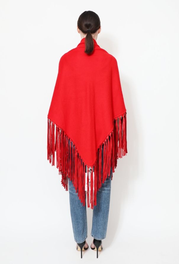 Hermès Sellier Leather Fringe Cashmere Stole - 2
