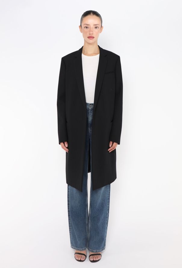 Céline Black Grain de Poudre Crombie Coat - 1