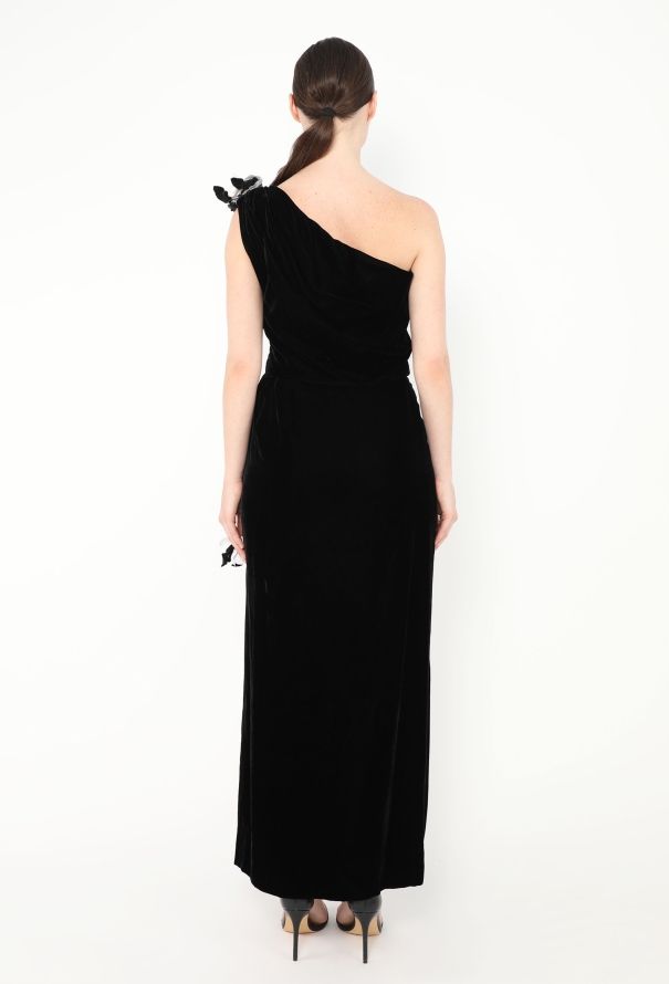 Saint Laurent 1993 Velvet One-Shoulder Gown - 4