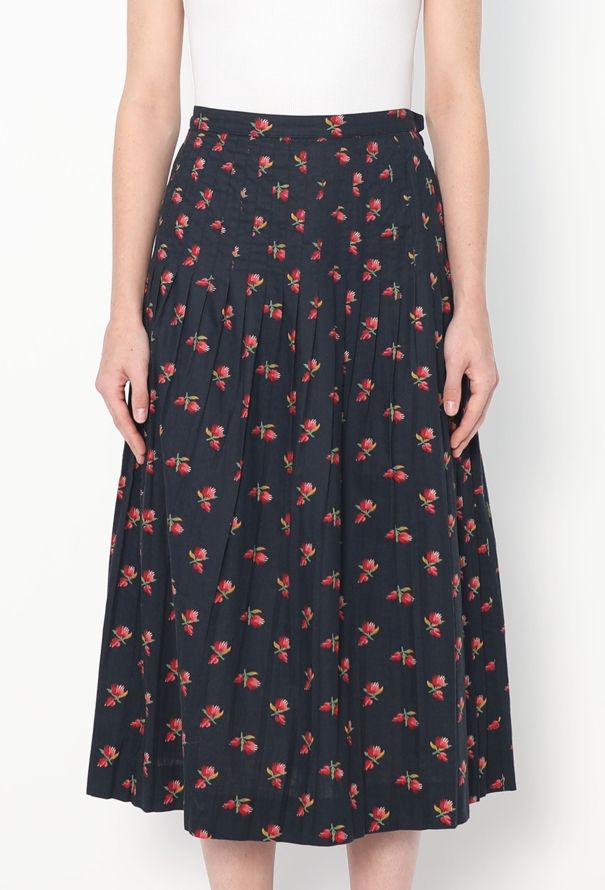 Saint Laurent '70s Pleated Floral Print Skirt - 2