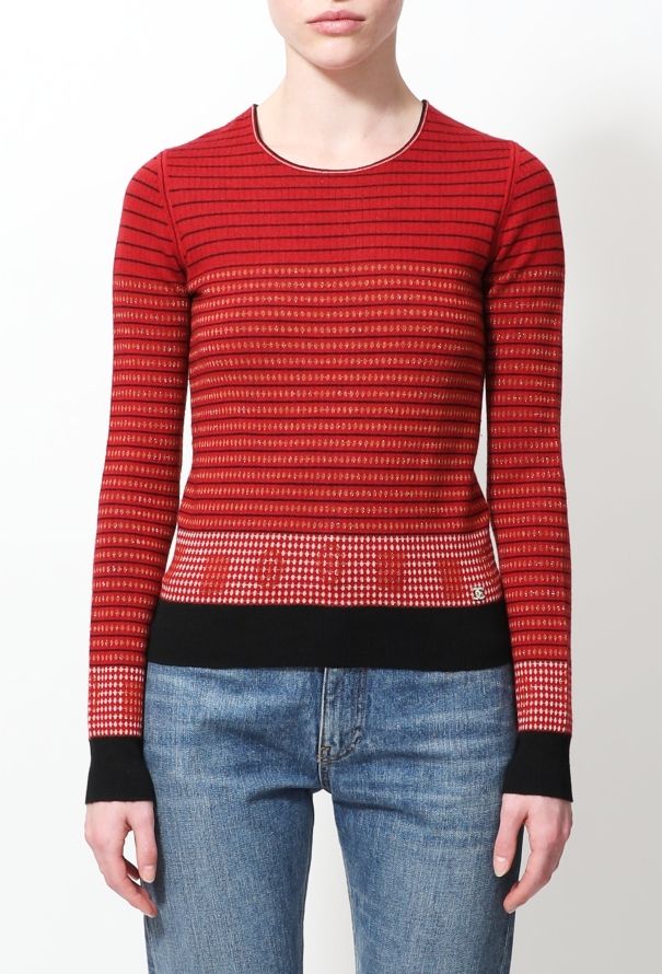 Chanel Metallic Striped 'CC' Knit Pullover - 1