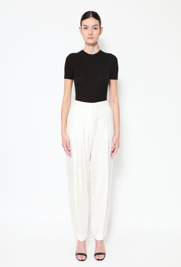 Céline White Wide-Leg Twill Trousers - 2