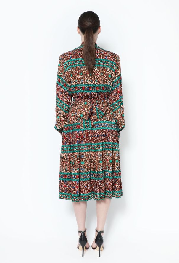 Saint Laurent F/W 1984 Printed Silk Lavallière Dress - 4