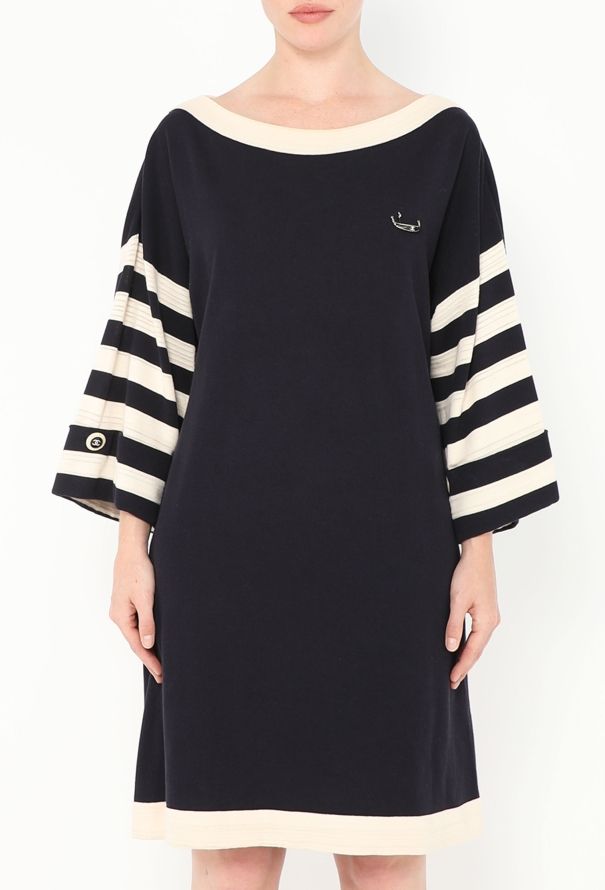 Chanel Marinière Brooch Dress in Navy Knit – Resort 2014 - 2