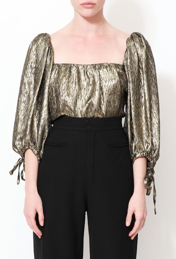 Saint Laurent 2018 Metallic Silk Blouse - 2