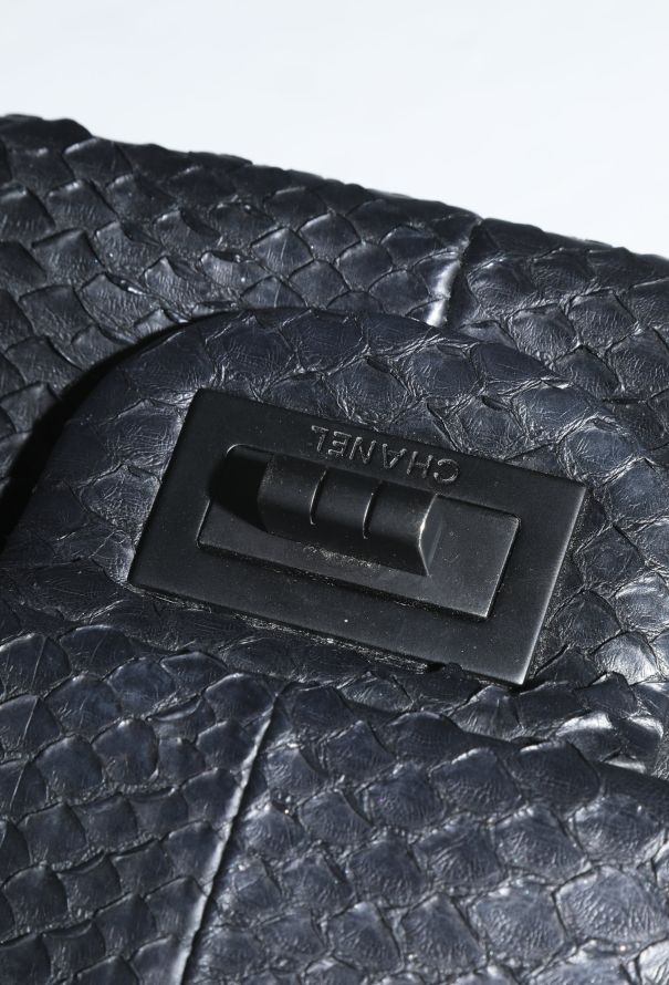 Chanel Matte Python 2.55 Jumbo  So Black Flap Bag - 12