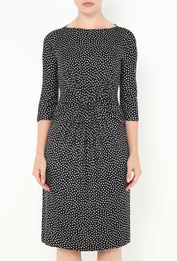 Dior Ruched Silk Polka Dot Dress - 2