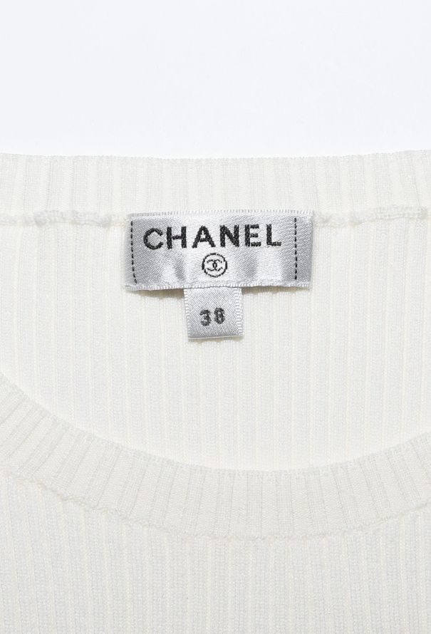 Chanel 2021 Pointelle Ribbed 'CC' Top - 6