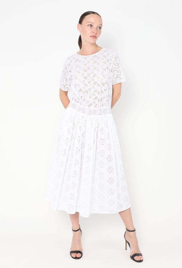 Valentino Floral Cotton Eyelet Dress - 3