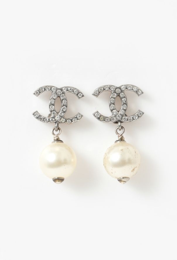 Chanel Strass Pearl 'CC' Earrings - 1