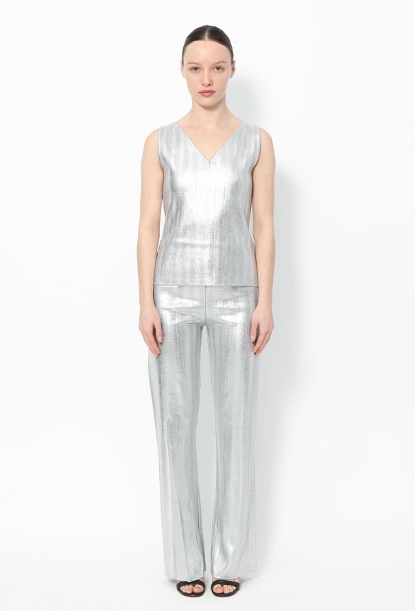 Thierry Mugler 2001 Metallic Striped Ensemble - 1