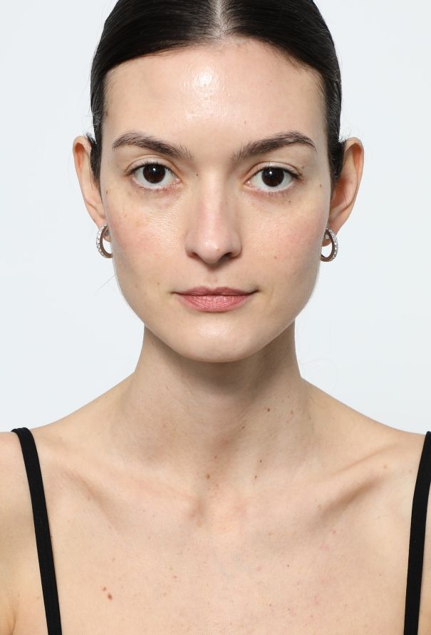 Vintage Fine Jewelry 18k Gold & Diamond Hoop Earrings - 3