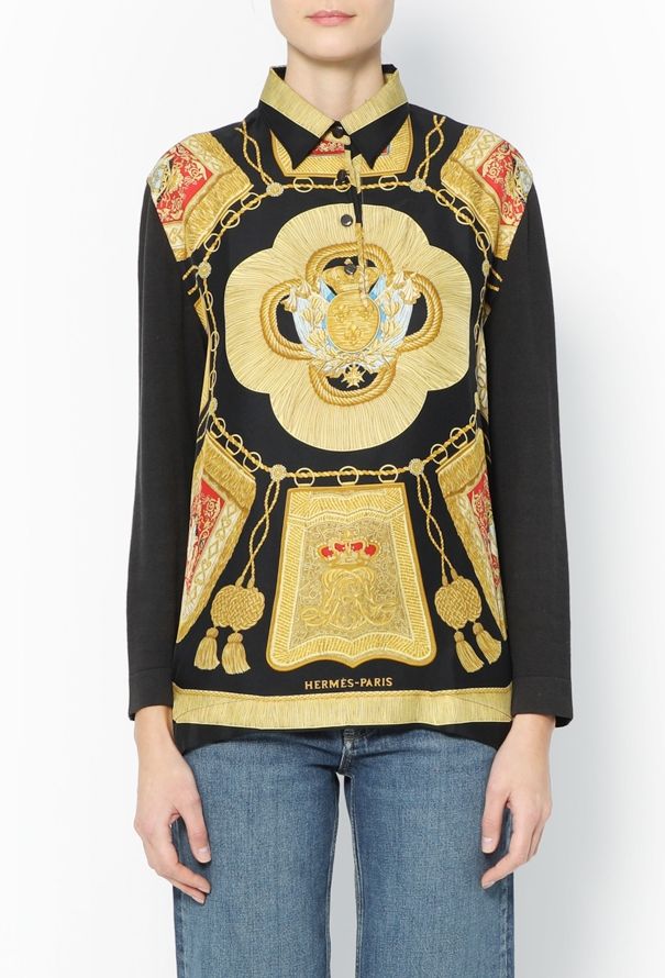 Hermès Vintage 'Poste et Cavalerie' Silk Carré Top - 2