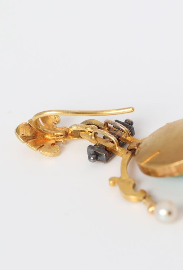 Vintage Fine Jewelry Antique 18k Gold, Diamonds & 5 Carats Emerald Earrings - 7