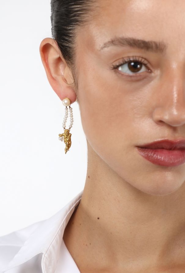 Modern Fine Jewelry Germano Gioielleria 18k Yellow Gold & Pearl Earrings - 5