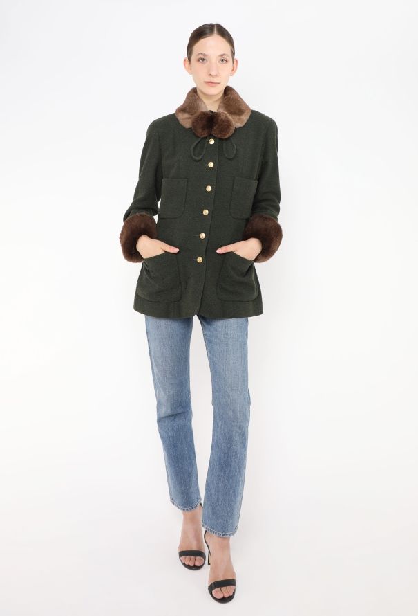 Chanel Late '80s Fur Trim Chevron Ensemble - 6