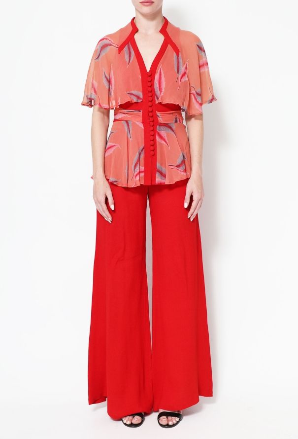 Ossie Clark COLLECTOR 1972 Feather Print Crêpe Ensemble - 2