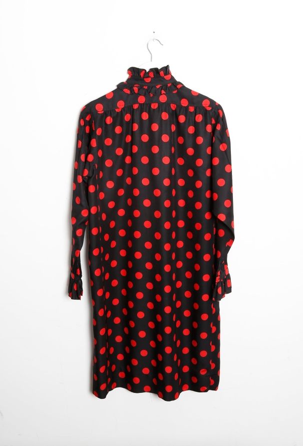 Saint Laurent 70s Polka Dot Smock Dress Black - 7