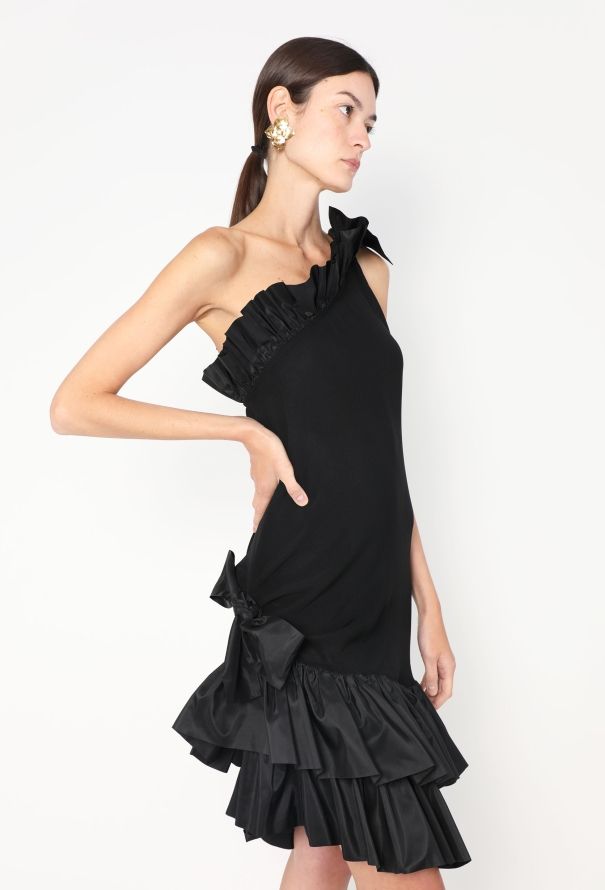 Saint Laurent S/S 1983 Ruffled One-Shoulder Dress - 1
