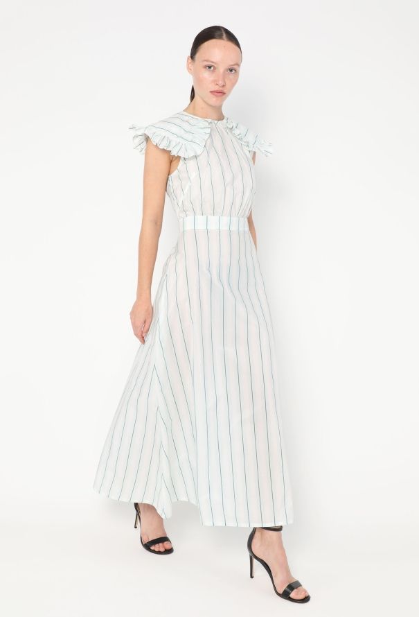 Calvin Klein F/W 2018 Pinstripe Ruffled Dress - 4