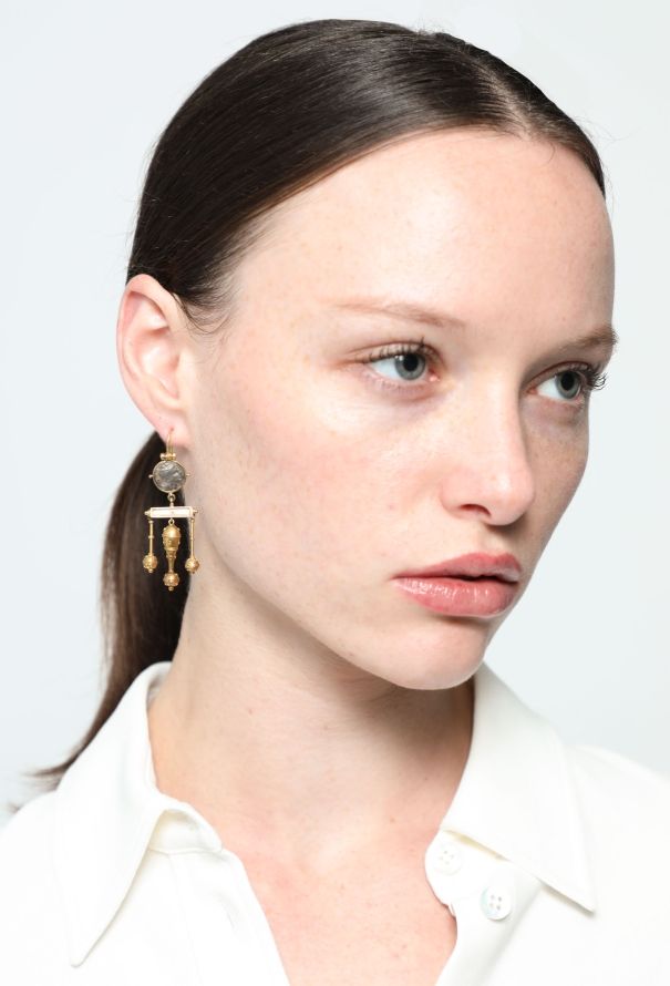 Vintage Fine Jewelry Antique Neo Etruscan 18k Gold Mono Earring - 2