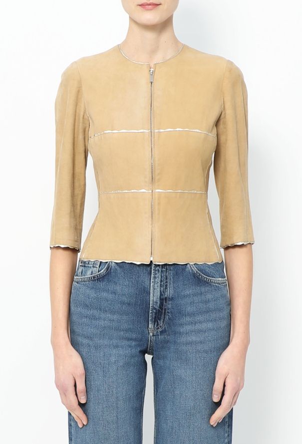 Chanel 2000 Suede Metallic Trim Jacket - 1