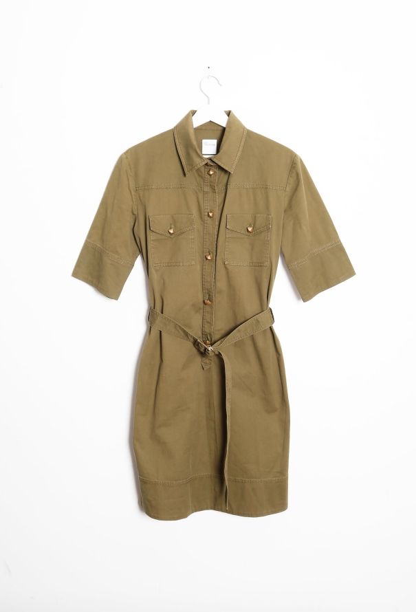 Valentino Khaki Belted Utility Dress - 7