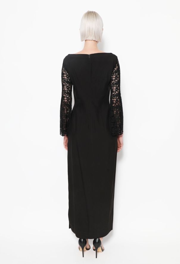 Dolce & Gabbana 90s Lace Sleeve Crêpe Dress - 3