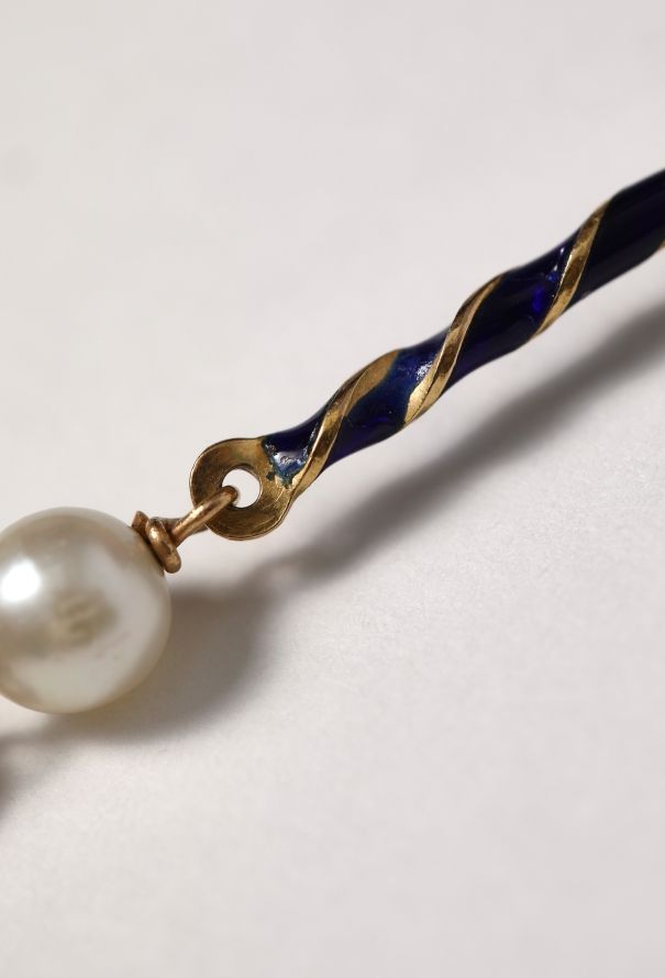Vintage Fine Jewelry 18k Gold, Enamel & Cultured Pearl Sautoir - 7
