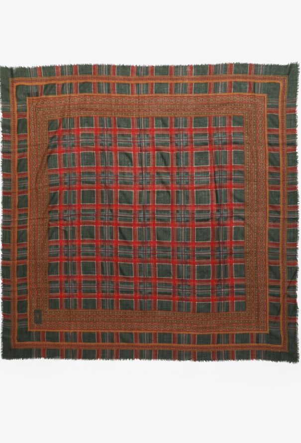 Saint Laurent Vintage Checkered Wool & Silk Scarf - 1