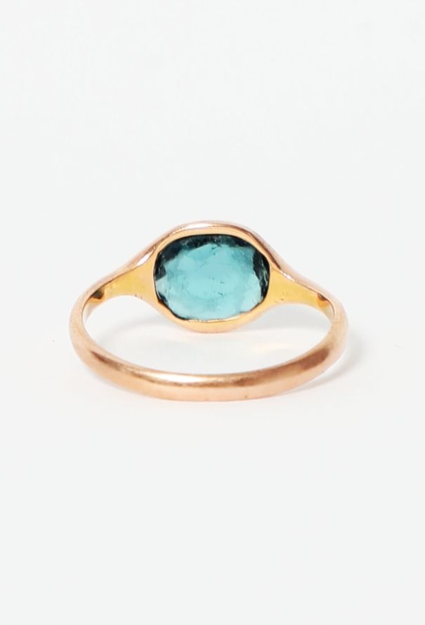 Vintage Fine Jewelry 18k Yellow Gold & Green Tourmaline Ring - 7