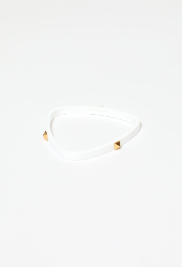 Hermès Studded Triangle Enamel White Bracelet - 1