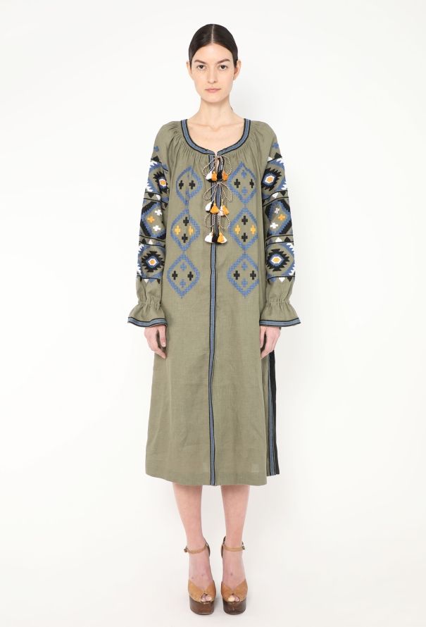 Vita Kin Embroidered Belted Linen Tassel Tunic - 4