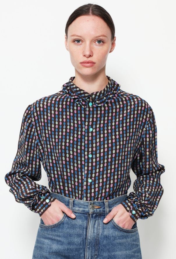 Céline Vintage Silk High-Neck Blouse - 3