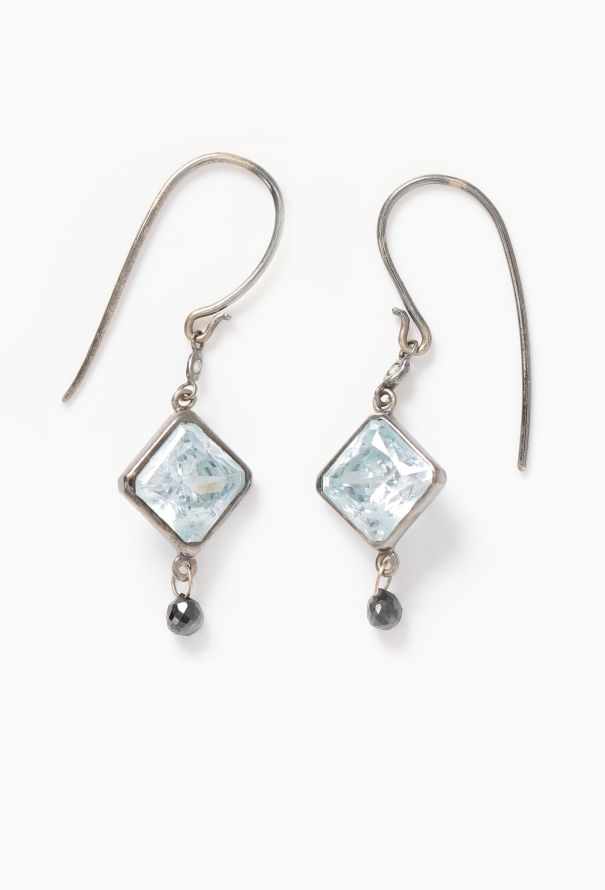 Vintage Fine Jewelry Aquamarine & Diamond Drop Earrings - 4