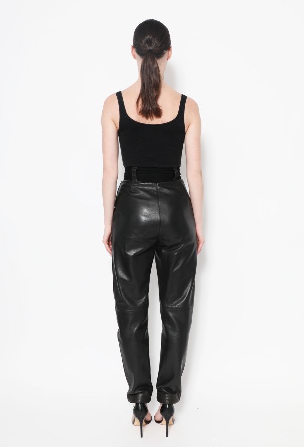 Gianni Versace '80s High-Wasted Leather Pants - 4