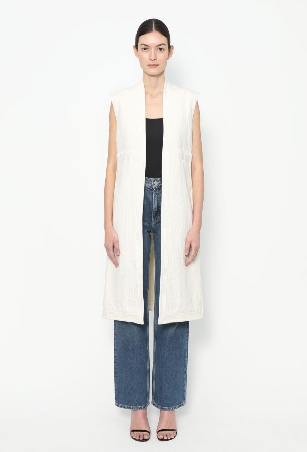 Céline S/S 2011 Belted Linen Kimono Vest - 3