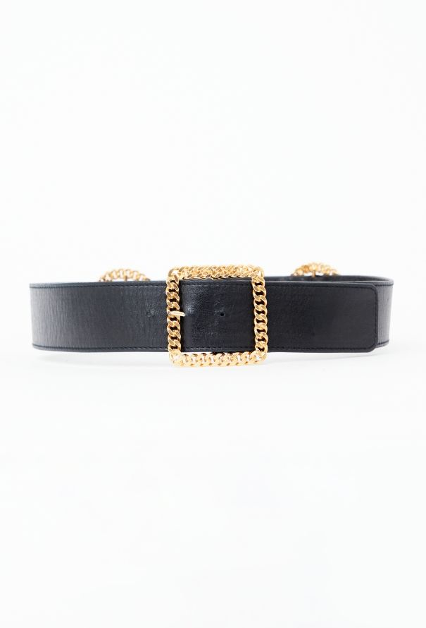 Chanel RARE S/S 1988 Gilded Chainlink Leather Belt - 3