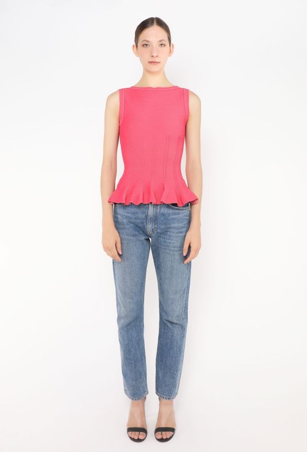 Alaïa Piqué Peplum Top - 2