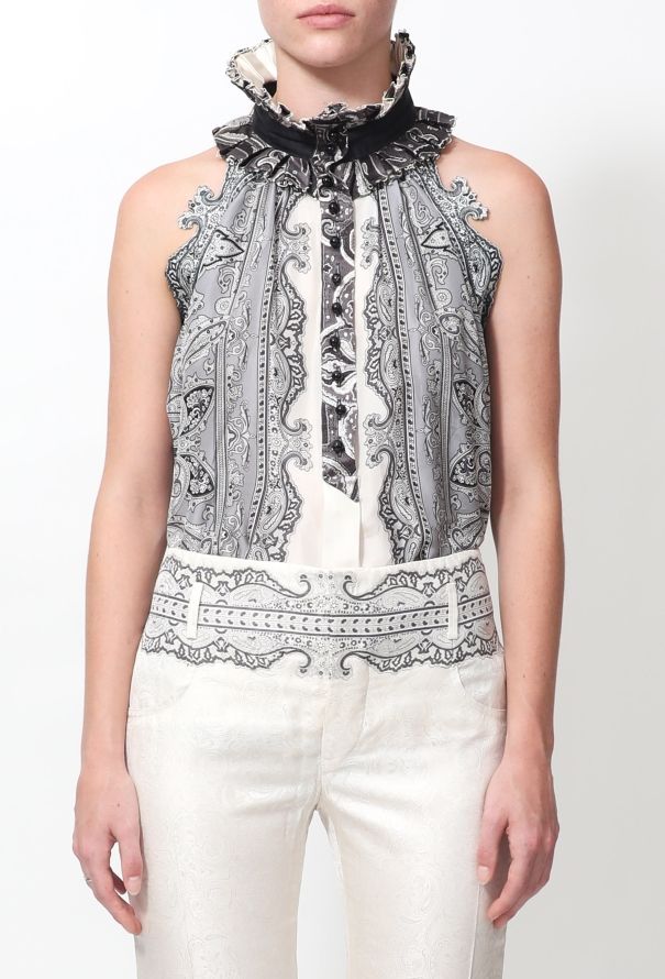 Balenciaga S/S 2006 Paisley Ruffled Blouse - 3