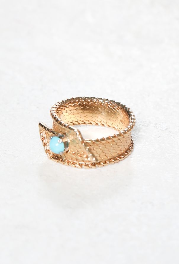 Vintage Fine Jewelry 18k Yellow Gold & Turquoise Ring - 3